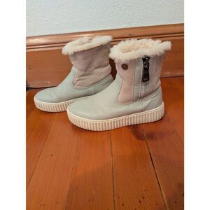 Pajar Women's Genuine Sheepskin Leather Ankle Boots Gray Pink Size 7.5